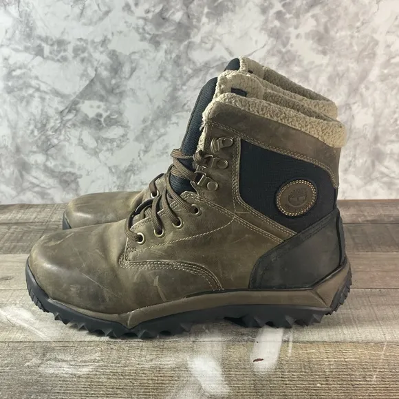 Timberland Men's Brown/Black Leather Waterproof Insulated Snow Boots Size 8