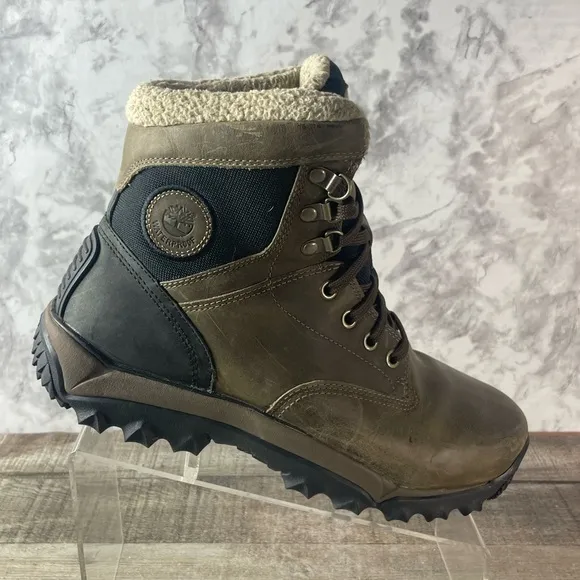 Timberland Men's Brown/Black Leather Waterproof Insulated Snow Boots Size 8