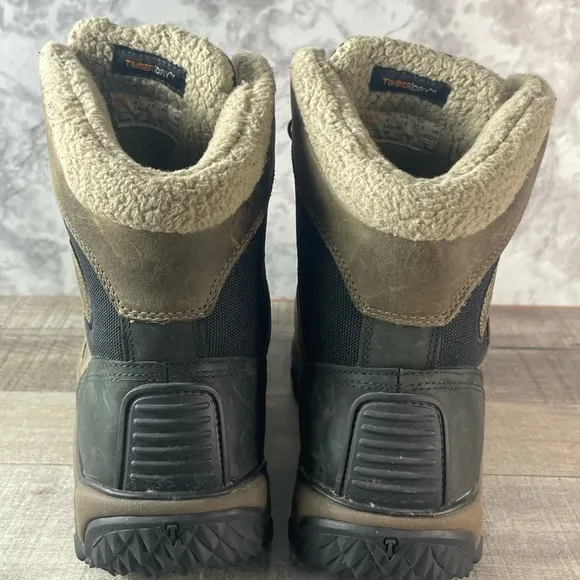 Timberland Men's Brown/Black Leather Waterproof Insulated Snow Boots Size 8