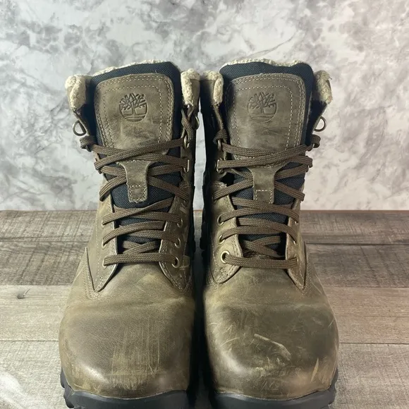 Timberland Men's Brown/Black Leather Waterproof Insulated Snow Boots Size 8