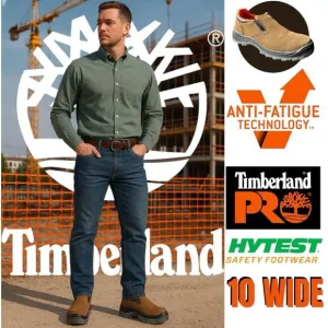 Timberland Pro Hytest Safety Footwear Slip-On Work Shoes - Size 10 WIDE Brown