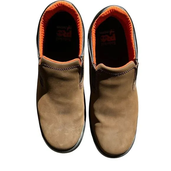 Timberland Pro Hytest Safety Footwear Slip-On Work Shoes - Size 10 WIDE Brown