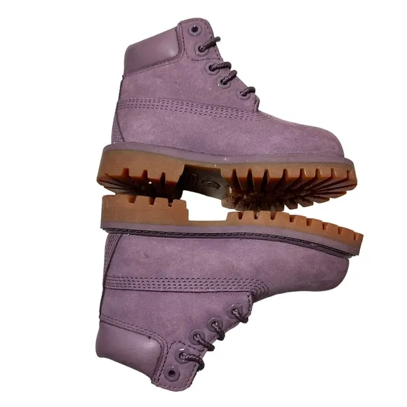Timberland Toddler Girls Sz 6 Leather Primaloft Purple Waterproof Boots Lace Up