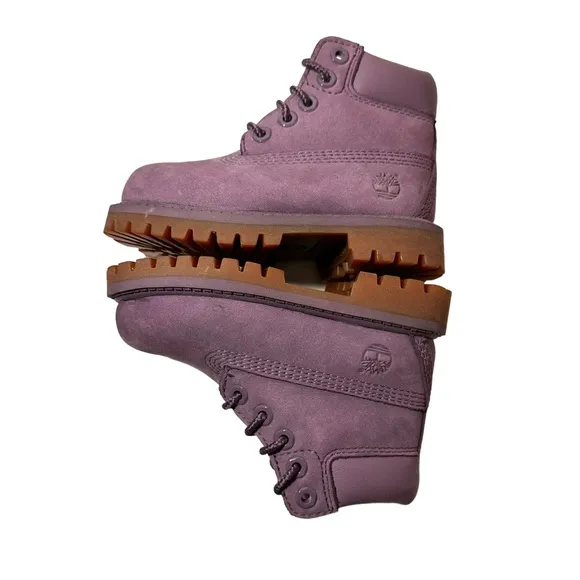 Timberland Toddler Girls Sz 6 Leather Primaloft Purple Waterproof Boots Lace Up
