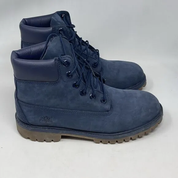 Timberland Waterproof Boots Boys Mens Size 6 Blue Nubuck Leather Insulated