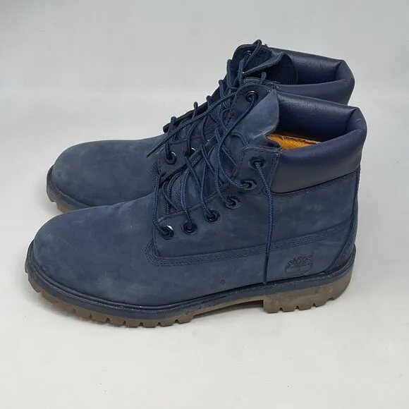 Timberland Waterproof Boots Boys Mens Size 6 Blue Nubuck Leather Insulated