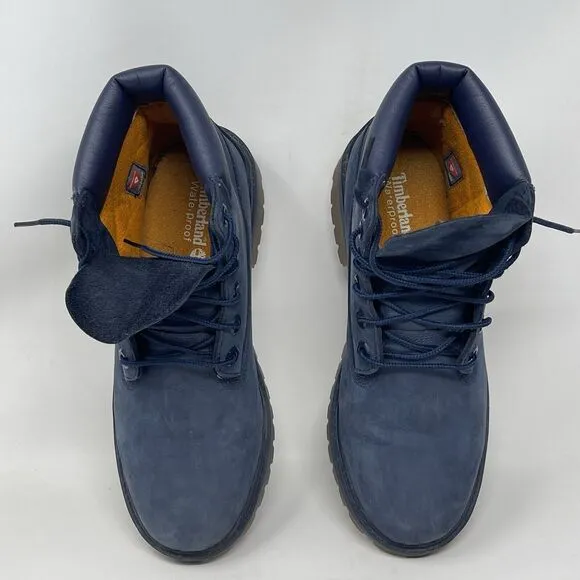 Timberland Waterproof Boots Boys Mens Size 6 Blue Nubuck Leather Insulated