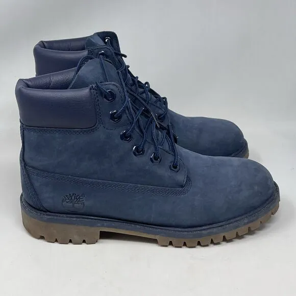 Timberland Waterproof Boots Boys Mens Size 6 Blue Nubuck Leather Insulated