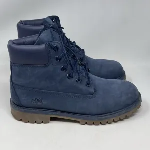 Timberland Waterproof Boots Boys Mens Size 6 Blue Nubuck Leather Insulated
