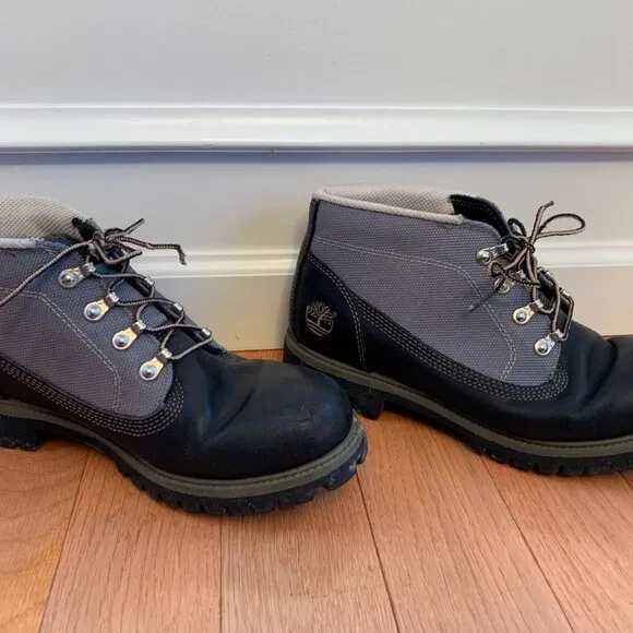 Timberland Waterproof Campsite Boots Men's 9M 13049 Two-Toned Black with‎ Gray