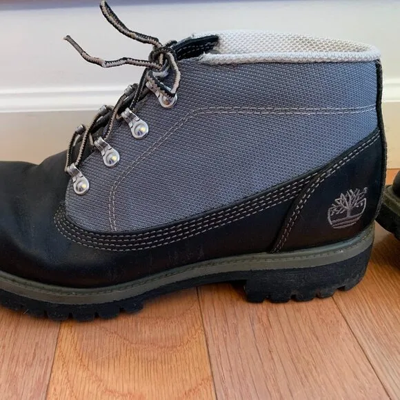 Timberland Waterproof Campsite Boots Men's 9M 13049 Two-Toned Black with‎ Gray