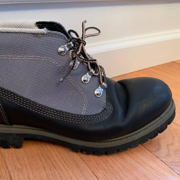 Timberland Waterproof Campsite Boots Men's 9M 13049 Two-Toned Black with‎ Gray