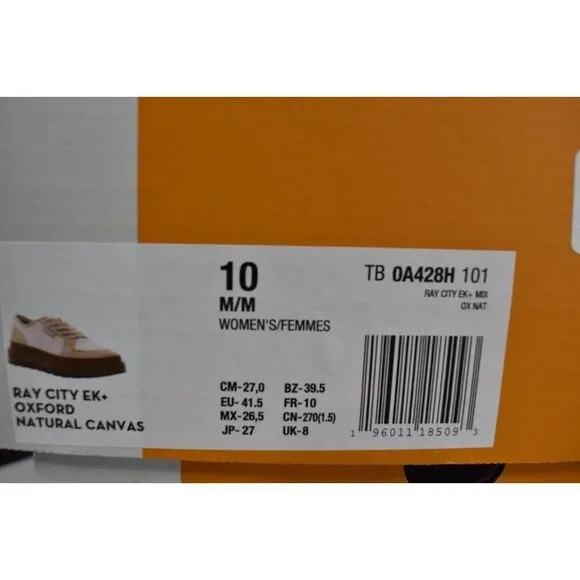 Timberland Womens Size 10 Ray City EK  Natural Canvas Platform Oxford Shoes