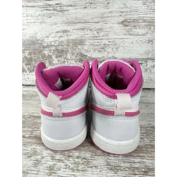 Toddler Nike Air Jordan 1 Mid 'Fire Pink' Pink/White Sneakers Sz 8C Athletic