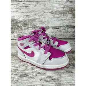 Toddler Nike Air Jordan 1 Mid 'Fire Pink' Pink/White Sneakers Sz 8C Athletic