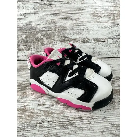 Toddler Nike Air Jordan 6 Retro Low TD White/Black/Pink Sz 7C