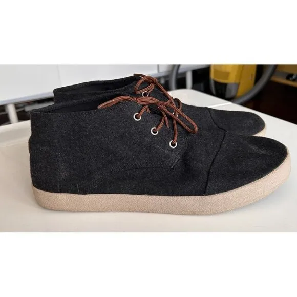 Tom’s Black High Ankle Canvas Shoes in Black Size M 12