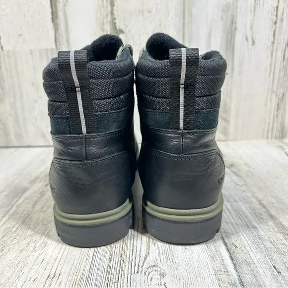 TOMS Black Leather Waterproof Lace-Up Ankle Boots with Lug Sole #1040