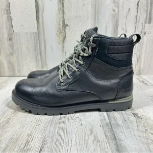 TOMS Black Leather Waterproof Lace-Up Ankle Boots with Lug Sole #1040