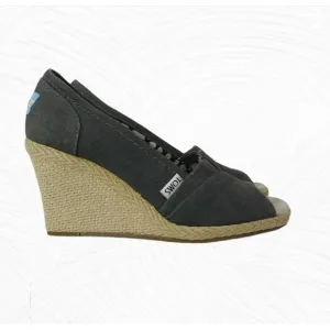 Toms Espadrille Wedge Heels Shoes Size 6.5 Dark Gray