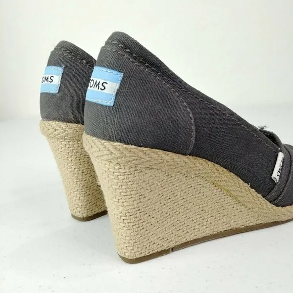 Toms Espadrille Wedge Heels Shoes Size 6.5 Dark Gray