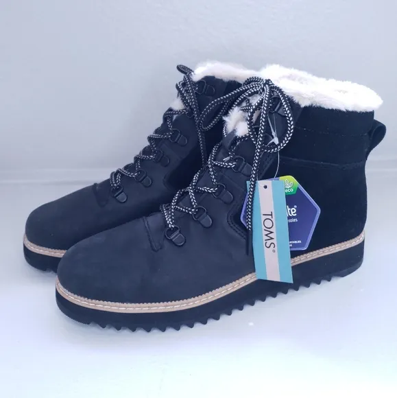 TOMS Mojave Waterproof Sherpa Lined Suede Lace Front Boots Size 9.5