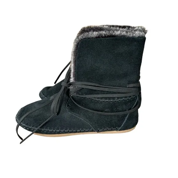 TOMS Women Ankle Boots 9049 ZAHARA, Shearling and Suede Moccasin Boots Size 9
