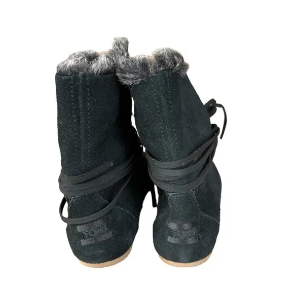 TOMS Women Ankle Boots 9049 ZAHARA, Shearling and Suede Moccasin Boots Size 9