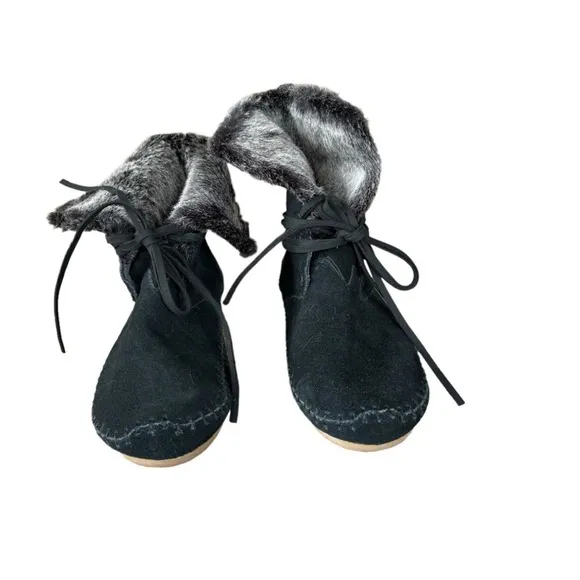 TOMS Women Ankle Boots 9049 ZAHARA, Shearling and Suede Moccasin Boots Size 9