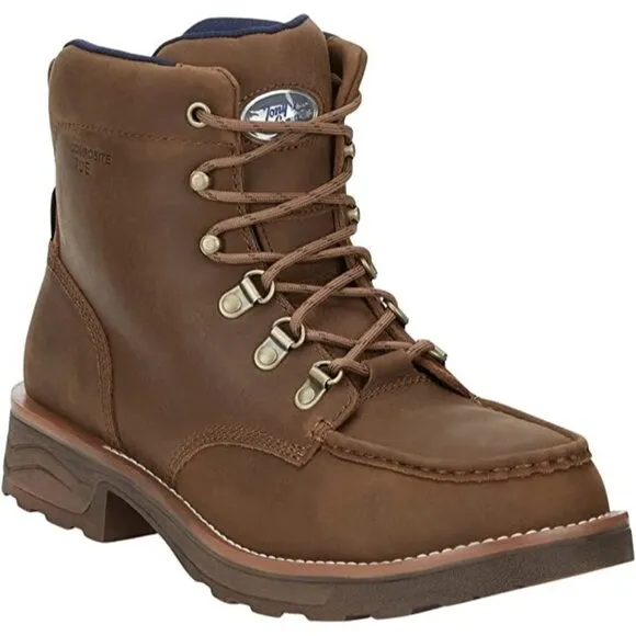 Tony Lama Men's 6&quot; Lace Up Conductor Composite Moc Toe Work Boots - Brown
