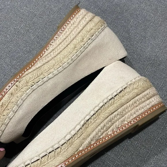 Tory Burch Elegant Jute Colorblock Canvas Espadrille Wedge