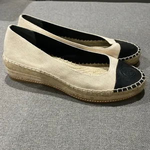 Tory Burch Elegant Jute Colorblock Canvas Espadrille Wedge