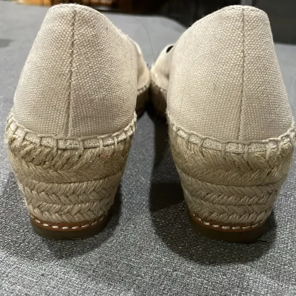 Tory Burch Elegant Jute Colorblock Canvas Espadrille Wedge