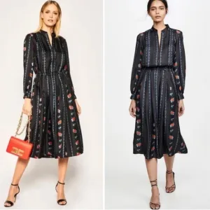TORY BURCH HEIRLOOM FLORAL STRIPE DRESS sz 12