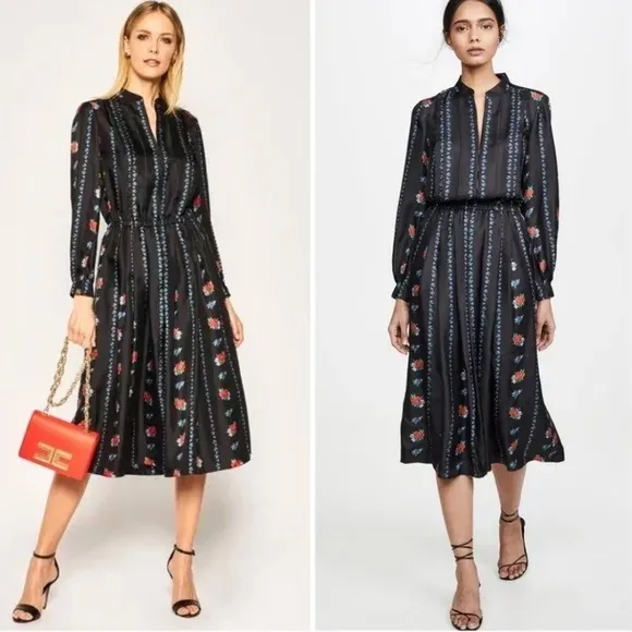 TORY BURCH HEIRLOOM FLORAL STRIPE DRESS sz 12