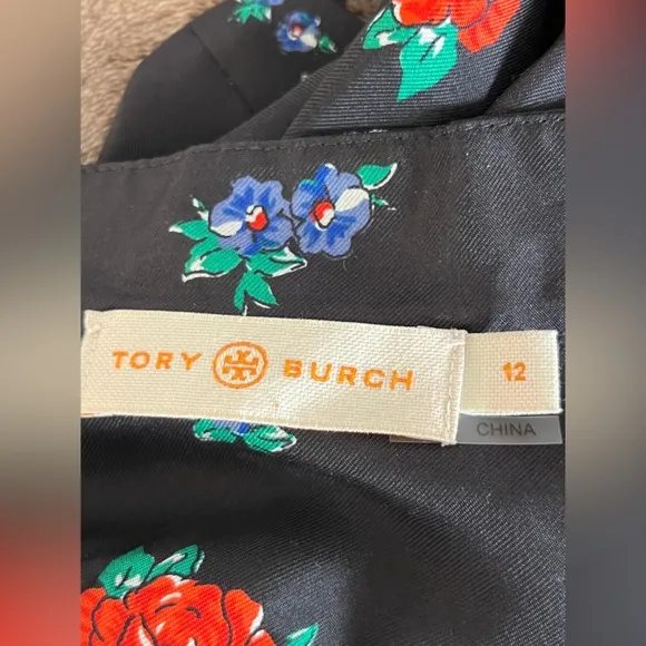 TORY BURCH HEIRLOOM FLORAL STRIPE DRESS sz 12