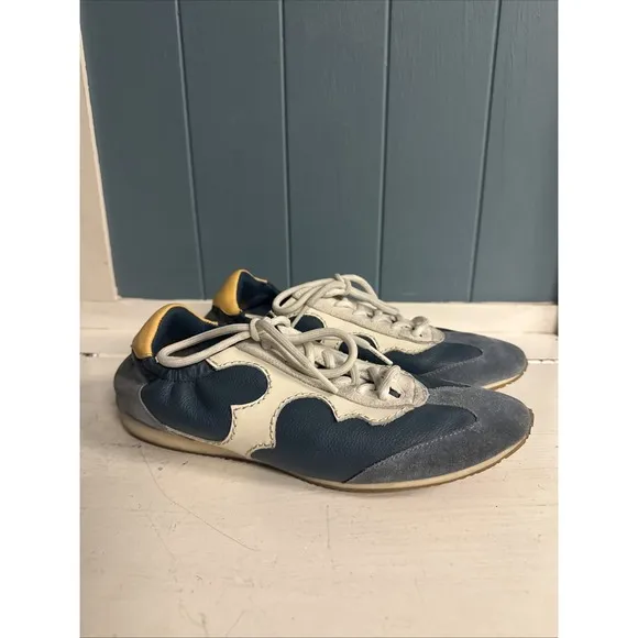 Tory Burch Multicolor Leather and Suede Serif Lace Up Sneakers Women's Size 8
