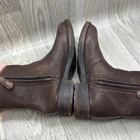Tory Burch Simone Brown Distressed Leather Ankle Boot Bootie Shoes Size …