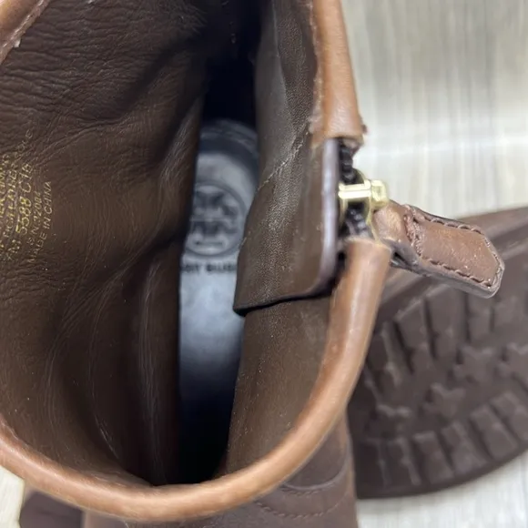Tory Burch Simone Brown Distressed Leather Ankle Boot Bootie Shoes Size …