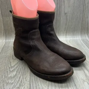 Tory Burch Simone Brown Distressed Leather Ankle Boot Bootie Shoes Size …