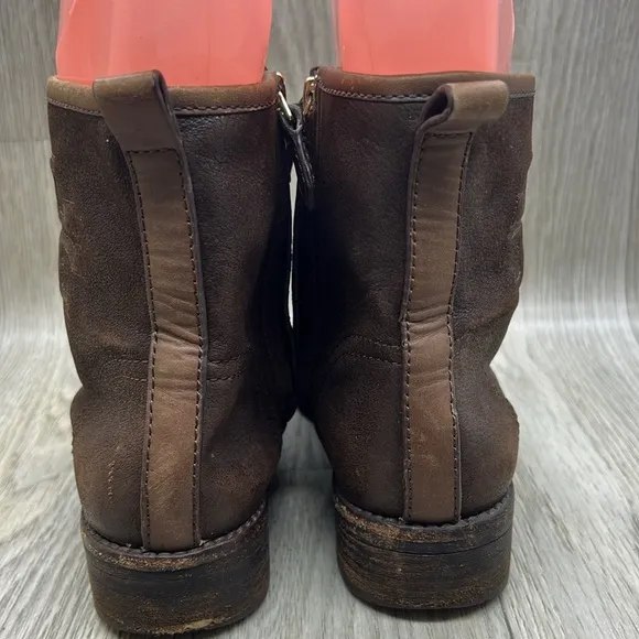 Tory Burch Simone Brown Distressed Leather Ankle Boot Bootie Shoes Size …