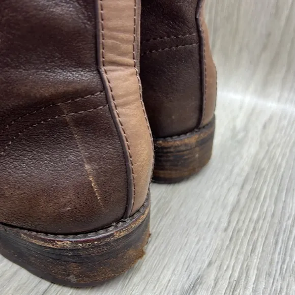 Tory Burch Simone Brown Distressed Leather Ankle Boot Bootie Shoes Size …