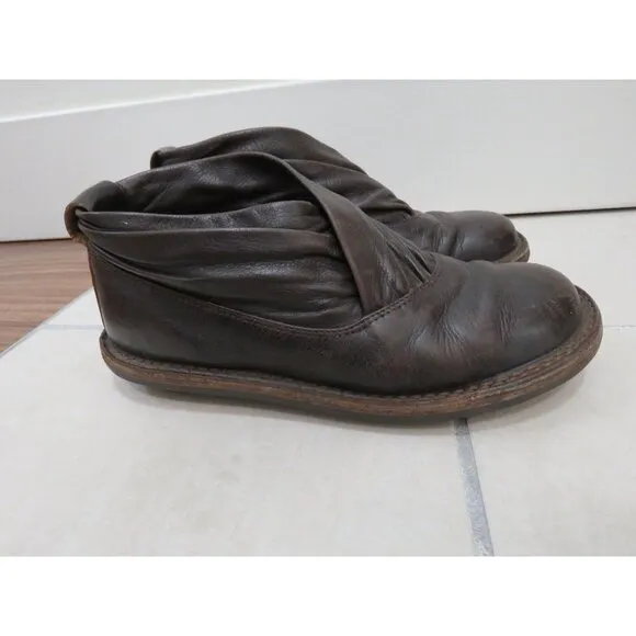 TRIPPEN Scarf F Brown Leather Slip On Shoes Brutalist Abstract Grunge - Size 6.5