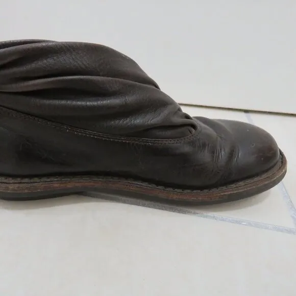 TRIPPEN Scarf F Brown Leather Slip On Shoes Brutalist Abstract Grunge - Size 6.5