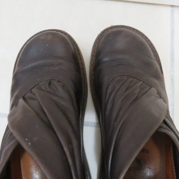 TRIPPEN Scarf F Brown Leather Slip On Shoes Brutalist Abstract Grunge - Size 6.5