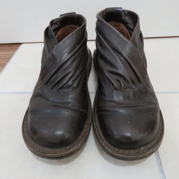 TRIPPEN Scarf F Brown Leather Slip On Shoes Brutalist Abstract Grunge - Size 6.5