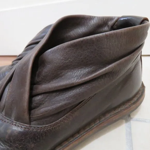 TRIPPEN Scarf F Brown Leather Slip On Shoes Brutalist Abstract Grunge - Size 6.5