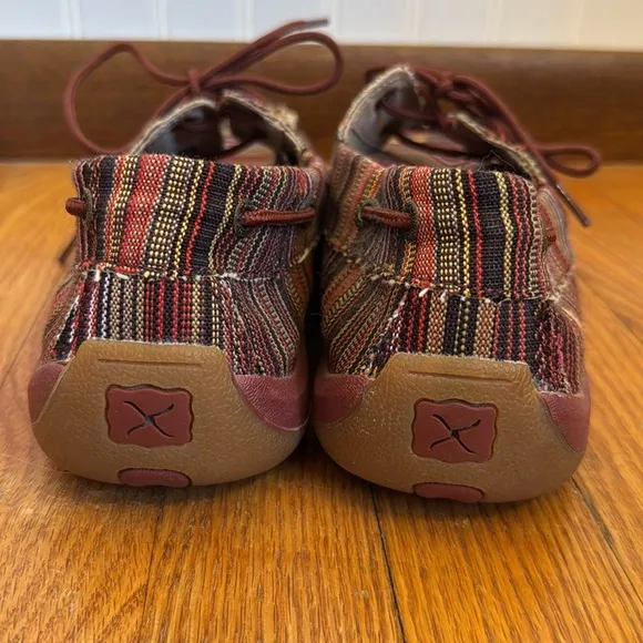 Twisted X Women’s Striped Red Multi Driving Moccasins Size 11