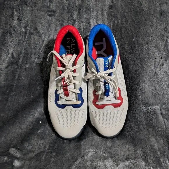 TYR CXT-1 Trainer Sneakers M/ 9.5 W/ 11 White Red Blue Athletic Training Shoes