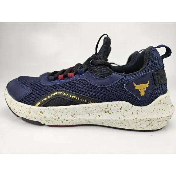 UA Project Rock BSR 3 Training Shoes 3026767-400 Blue/Black/Gold NEW Youth 7
